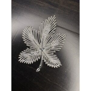 Vintage Silver Tone Signed Sarah Coventry Jewelry Big Leaf Brooch Pin 2.75"